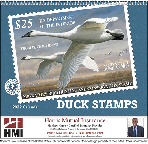 Duck Stamps.<br> Spiral Bound Wall Calendar for 2022